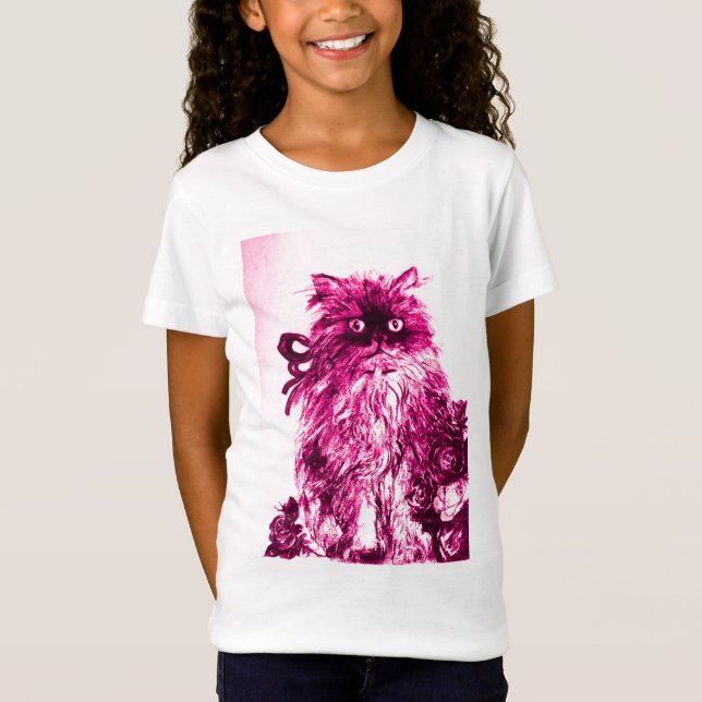 T-Shirt CUISINE AVEC ROSES, Rose Fuchsia Blanc (Devant)