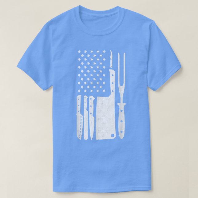 T-shirt Cuisine boucher Cool du chef du drapeau américain (Design devant)