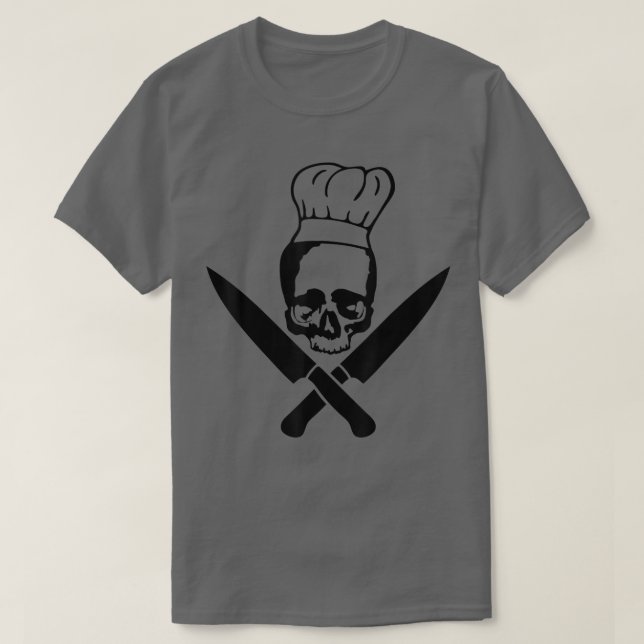 T-shirt Cuisine Chef Skeleton Crâne avec Casquette du chef (Design devant)