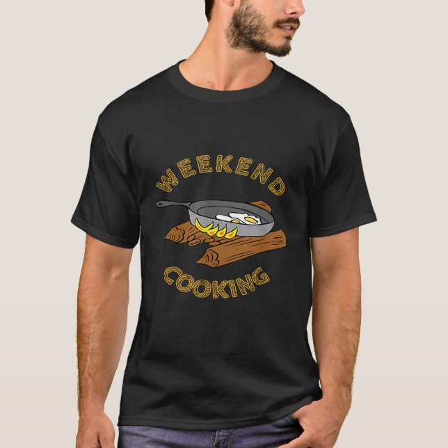 T-shirt Cuisine de feu de camp mème Mon week-end Manger Ca (Devant)