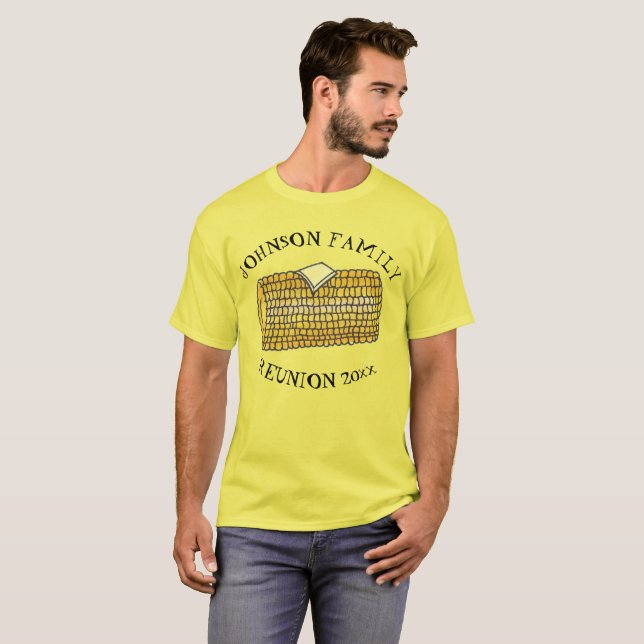 T-shirt Cuisine familiale personnalisée Cookout Corn Cob B (Devant entier)