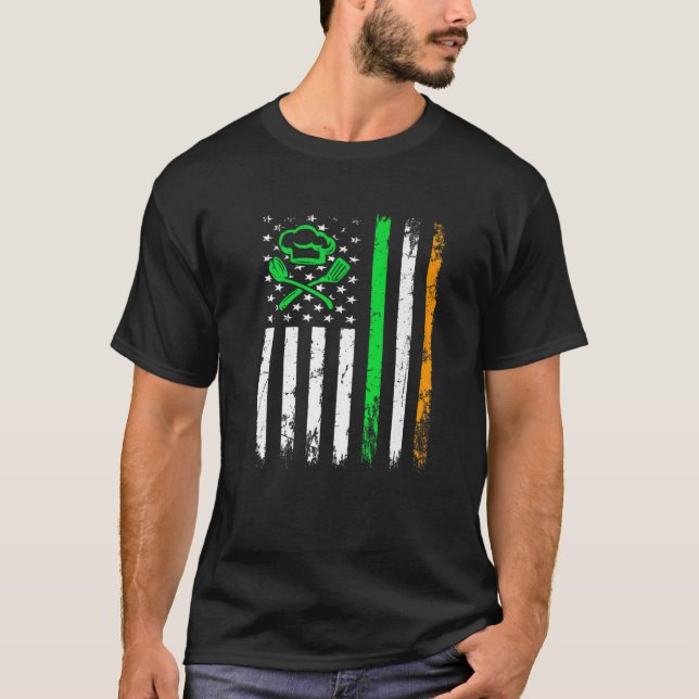 T-shirt Cuisine Lover Irish American Flag Saint Patrick's  (Devant)