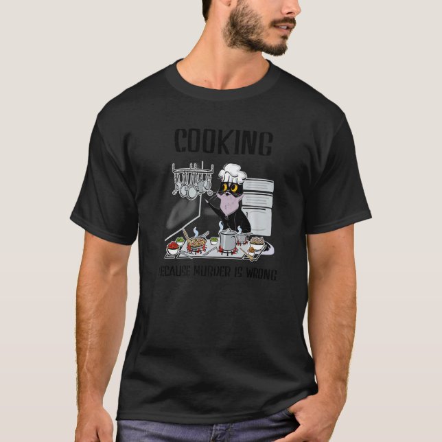T-shirt Cuisine Parce Que Meurtre Est Mal Chat Noir (Devant)