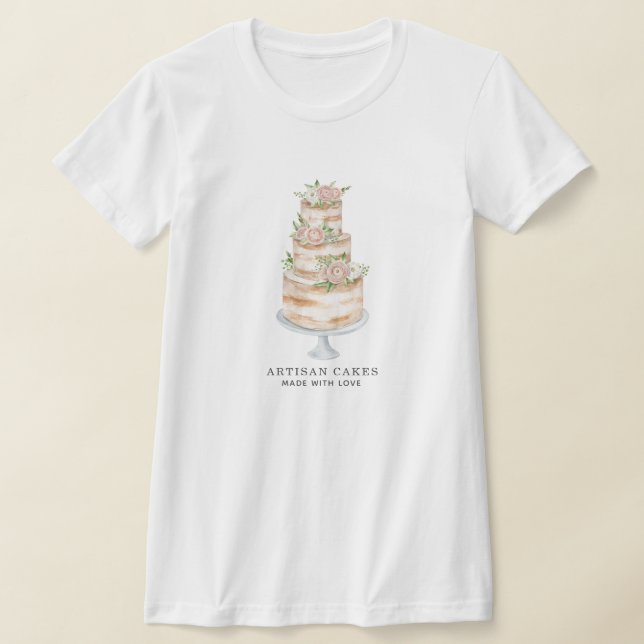 T-shirt Cuisine pâtissière Aquarelle Rose Floral Gâteau (Poser)