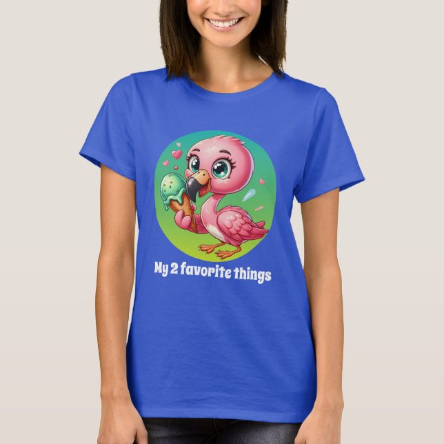 T-shirt Cuisine préférée crème glacée flamingo rose (Devant)