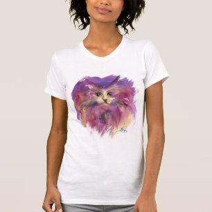 T-SHIRT CUISINE PURPLE, CUTE CUTE CUTE CAT PORTRAIT