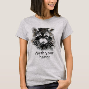 T-shirt Cuisine salle de bain Lavez vos mains Raccoon Anim
