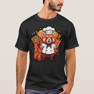 T-shirt Cuisinier Pizza Panda Rouge Cuisine