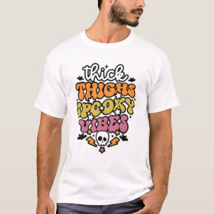 T-shirt Cuisse Épaisse Et Vibes Éffrayantes Retro Hauteur