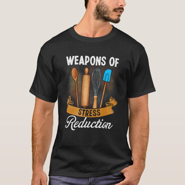 T-shirt Cuisson Humour Armes De Réduction Du Stress Cuisso (Devant)