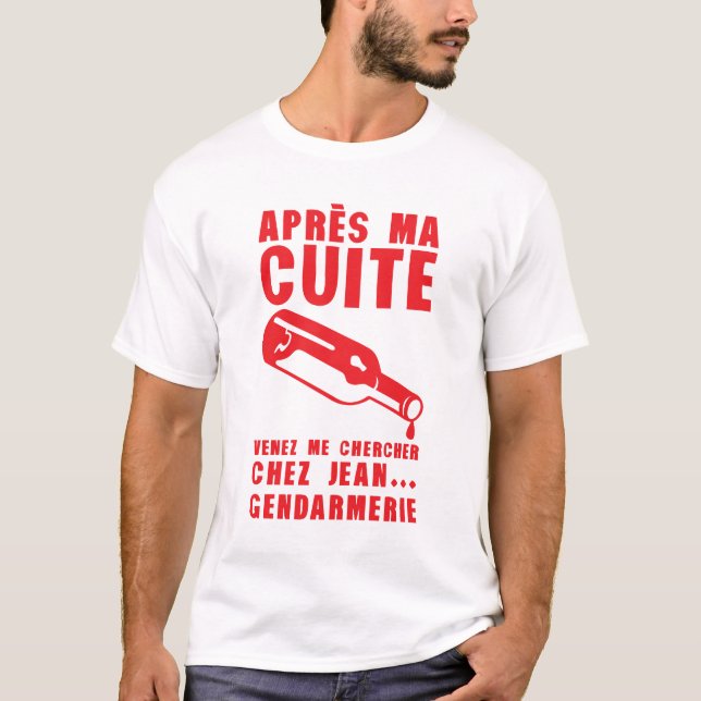 T-shirt cuite jean gendarmerie alcool humour bouteille (Devant)