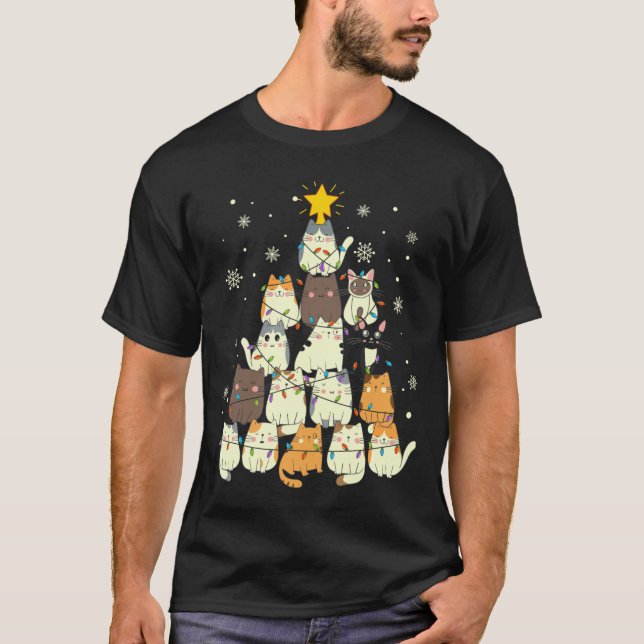 T-shirt Cuite Kitty Chat Noël Arbre Catmas Joyeux Noël (Devant)
