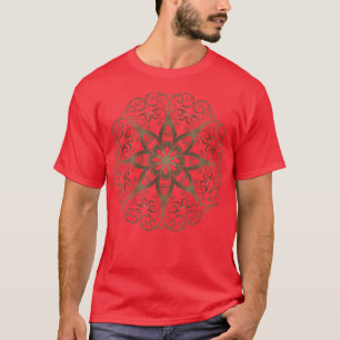 T-shirt Cuivre tibétain Brown Chakra Reiki Mandala Coeurs