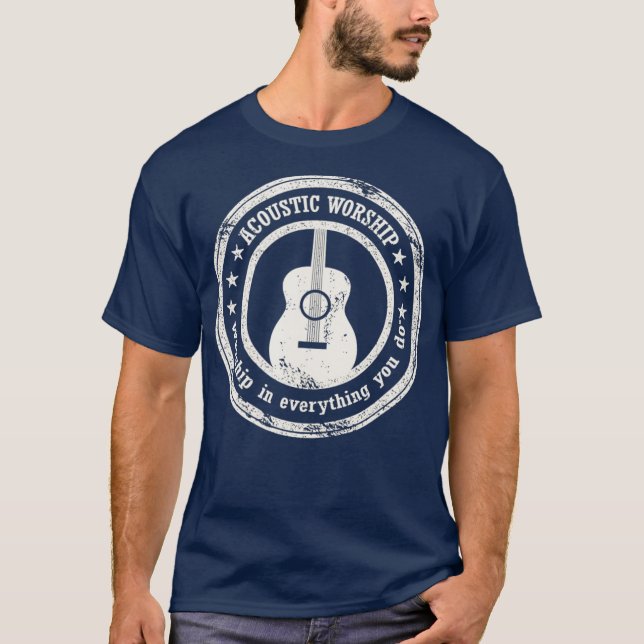 T-shirt Culte de guitare acoustique vintage (Devant)