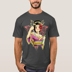 T-shirt Culture japonaise Geisha Samurai Demon Masque Femm