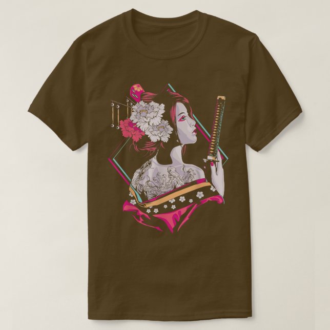 T-shirt Culture japonaise Samurai Cherry Blossom Sakura Ge (Design devant)