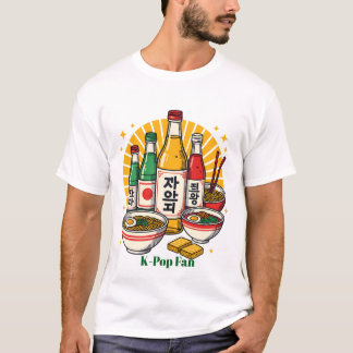 T-shirt Culture Pop Coréenne Impression Poitrine
