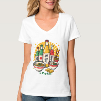 T-shirt Culture Pop Coréenne Impression sur Poitrine