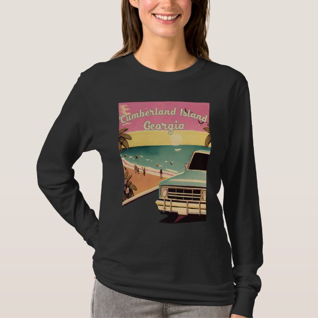 T-shirt Cumberland Island Retro Beach Vacation Graphics Ge (Devant)
