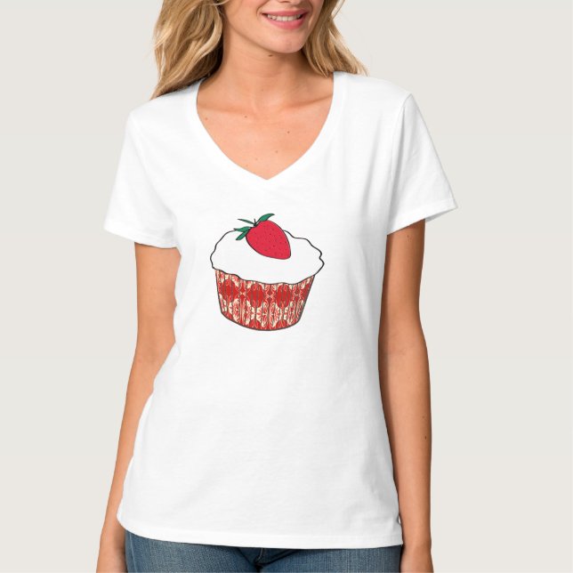 T-shirt cupcake à la vanille avec fraise (Devant)