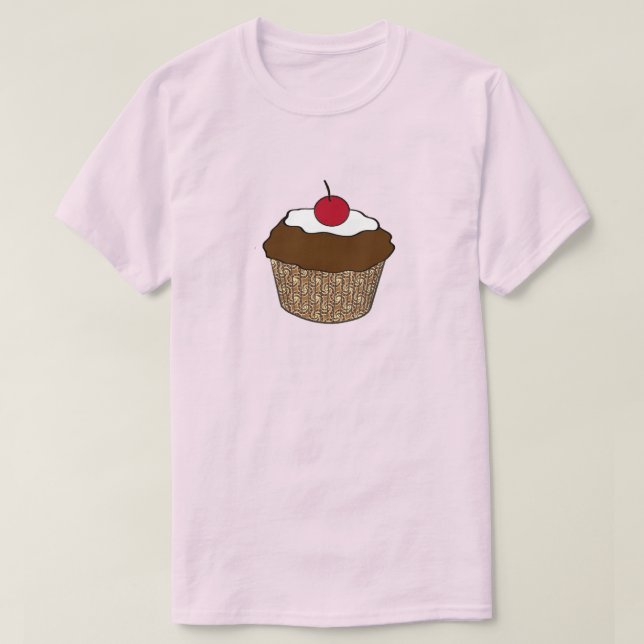 T-shirt Cupcake au Chocolat avec une Cerise (Design devant)