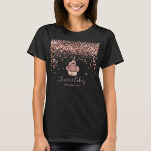 T-shirt Cupcake Bakery Pastry Chef Glitter Drips Rose Gold