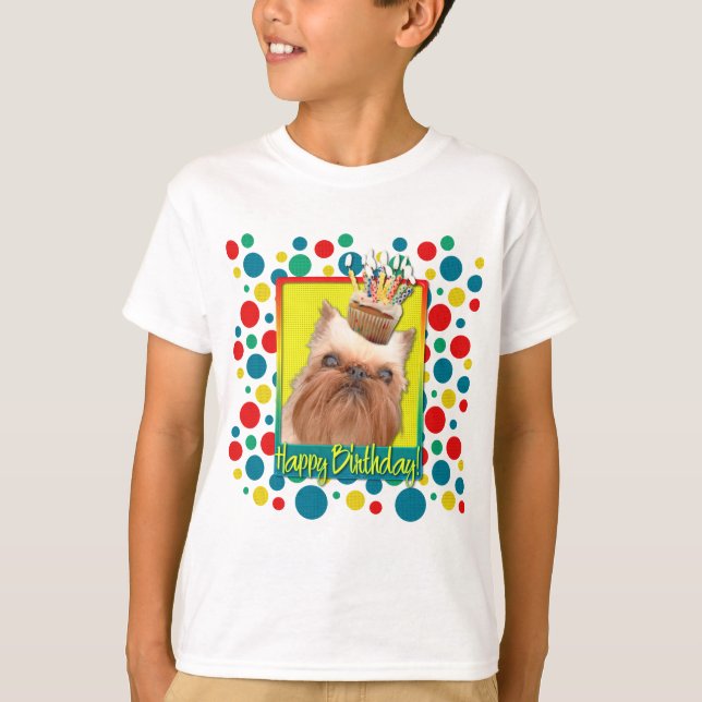 T-shirt Cupcake d'anniversaire - Bruxelles Griffon (Devant)
