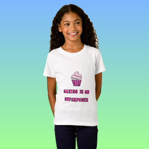 T-shirt cupcake de cuisson de superpuissance rose