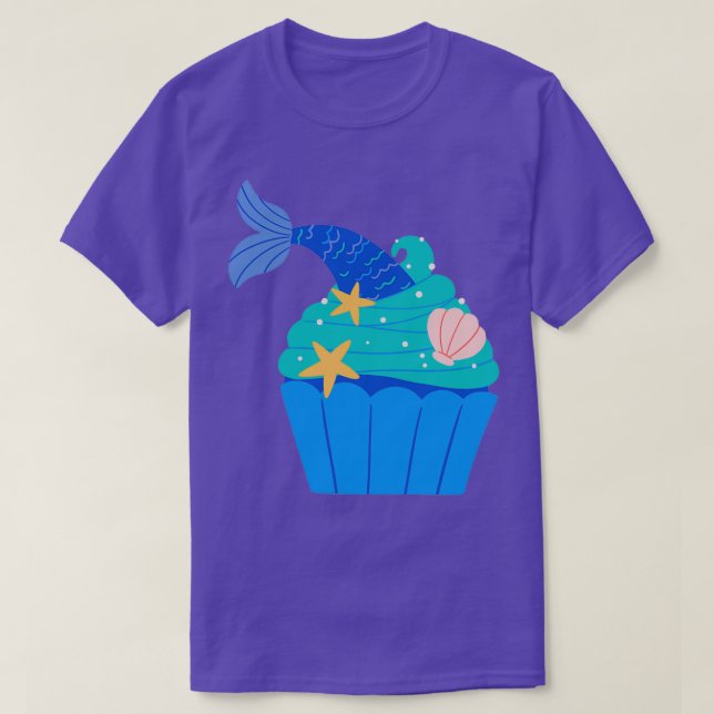 T-shirt Cupcake de sirène bleu et vert (Design devant)