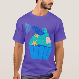 T-shirt Cupcake de sirène bleu et vert