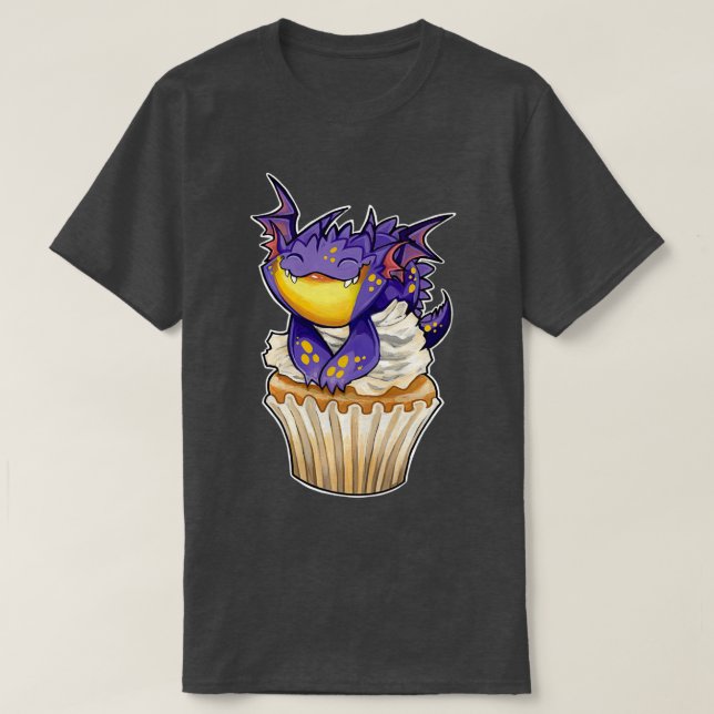 T-shirt Cupcake dragon citron lavande escarpé (Design devant)