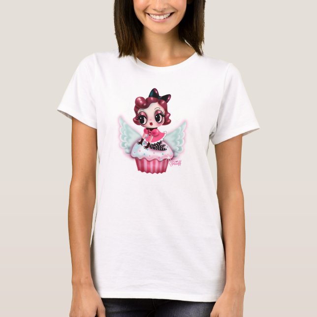 T-shirt Cupcake Heaven - Dottie on a Flying Cupcake! (Devant)