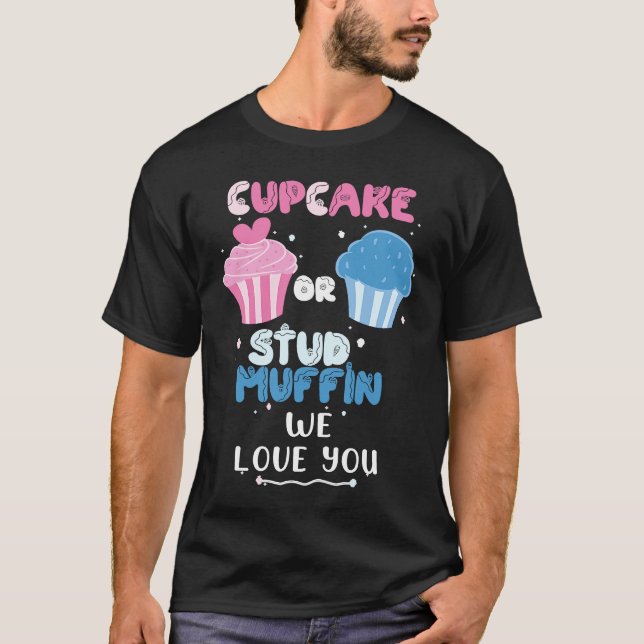 T-shirt Cupcake Ou Stud Muffin Nous Vous Aimons Genre Révé (Devant)