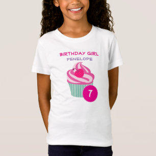 T-Shirt Cupcake rose personnalisé fille anniversaire