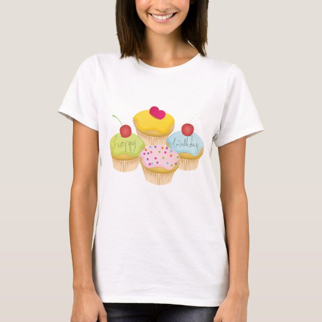 T-shirt Cupcakes d'anniversaire (Devant)