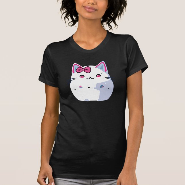 T-shirt Cupide chaton blanc Kitty avec botte rose (Devant)