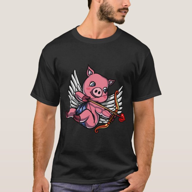 T-shirt Cupidon Cochon Mignon (Devant)