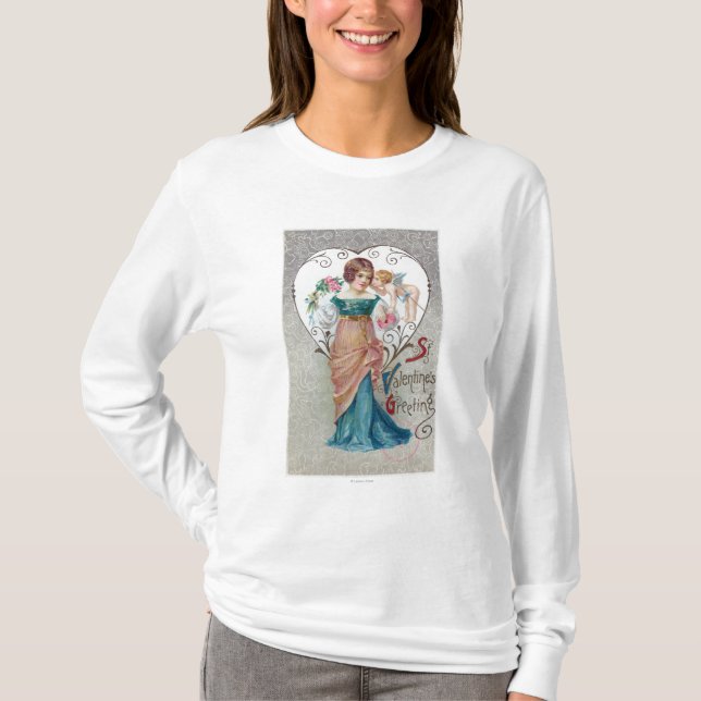 T-shirt Cupidon de salutation de St Valentine (Devant)