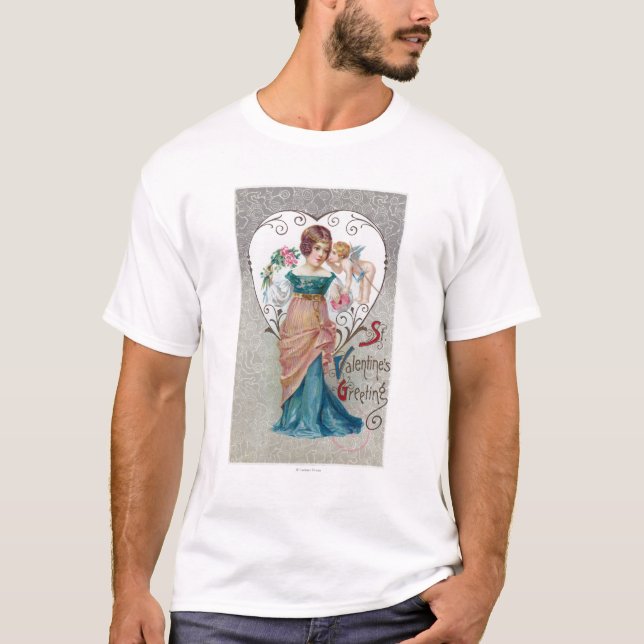 T-shirt Cupidon de salutation de St Valentine (Devant)