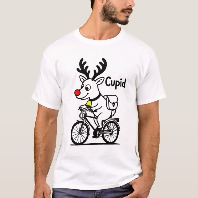 T-shirt Cupidon le renne à vélo (Devant)
