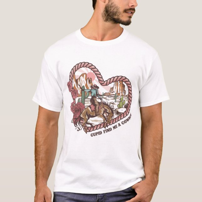 T-shirt Cupidon Me Trouve Un Cowboy (Devant)