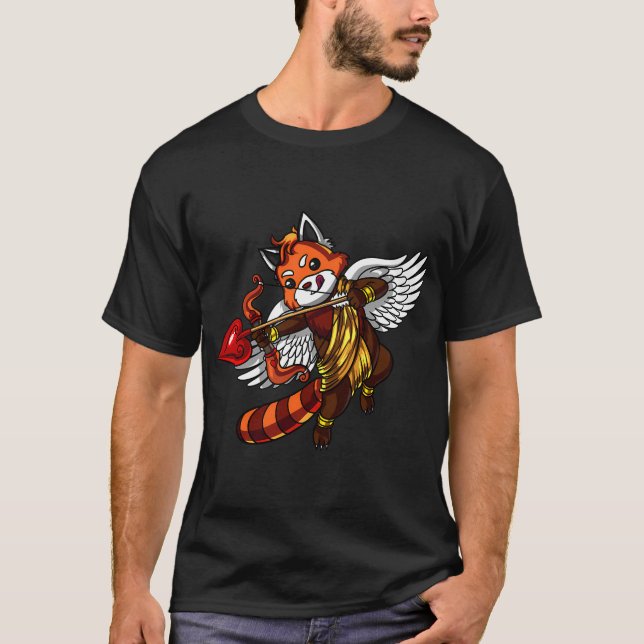 T-shirt Cupidon Ourson Panda Rouge Mignon (Devant)