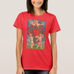 T-shirt Cupidons Vintage et Cœurs Rouges de la Saint-Valen