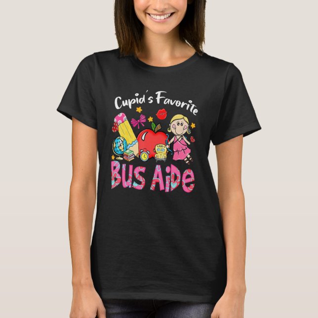 T-shirt Cupid's Favorite Bus Aide Apple Cute Cupid Valenti (Devant)