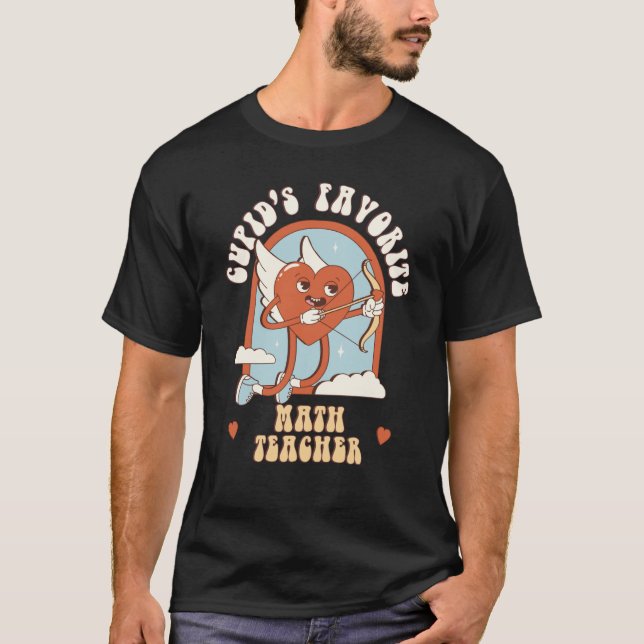 T-shirt Cupid's Favorite Math Teacher Teacher Cute Groovy (Devant)