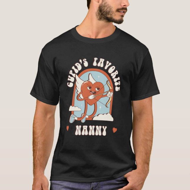 T-shirt Cupid's Favorite Nanny Child Minder Cute Groovy (Devant)
