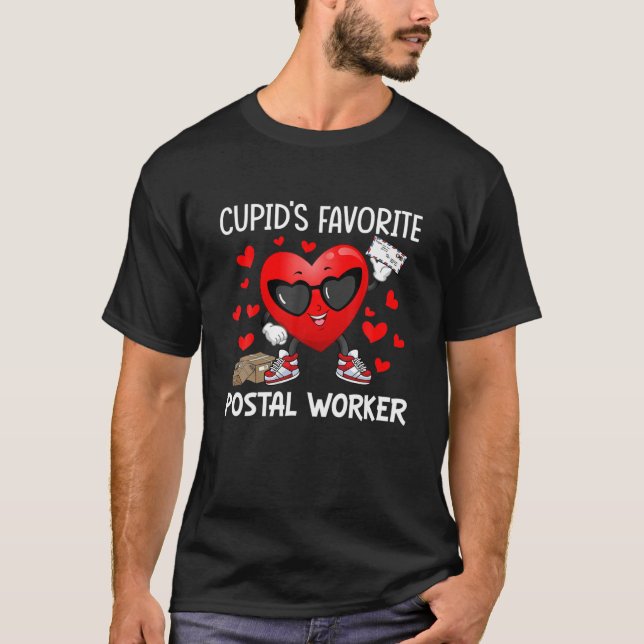 T-shirt Cupid's Favorite Postal Worker Mailman Happy Valen (Devant)