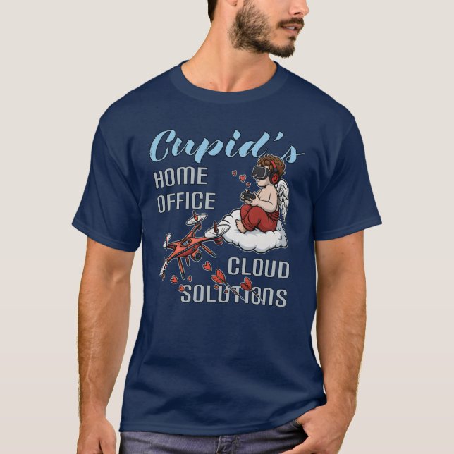 T-shirt Cupid's Home Office, Drone Valentine's Day (Devant)
