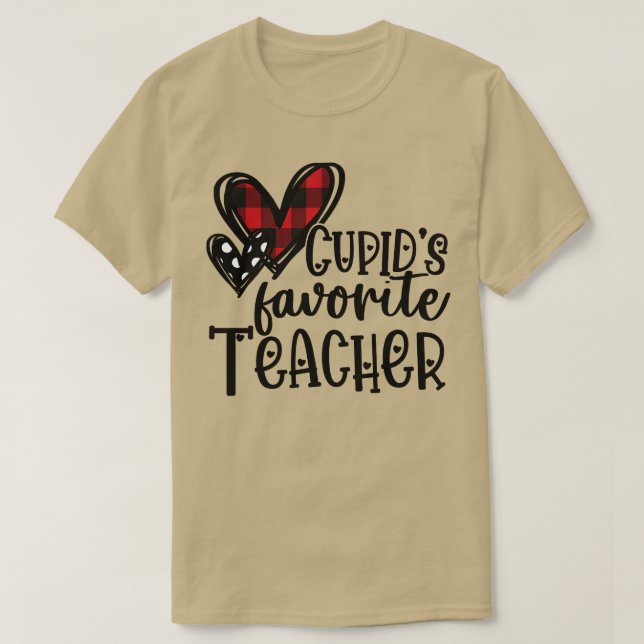 T-shirt Cupids Professeur Favori Buffalo Plaid Love Heart  (Design devant)