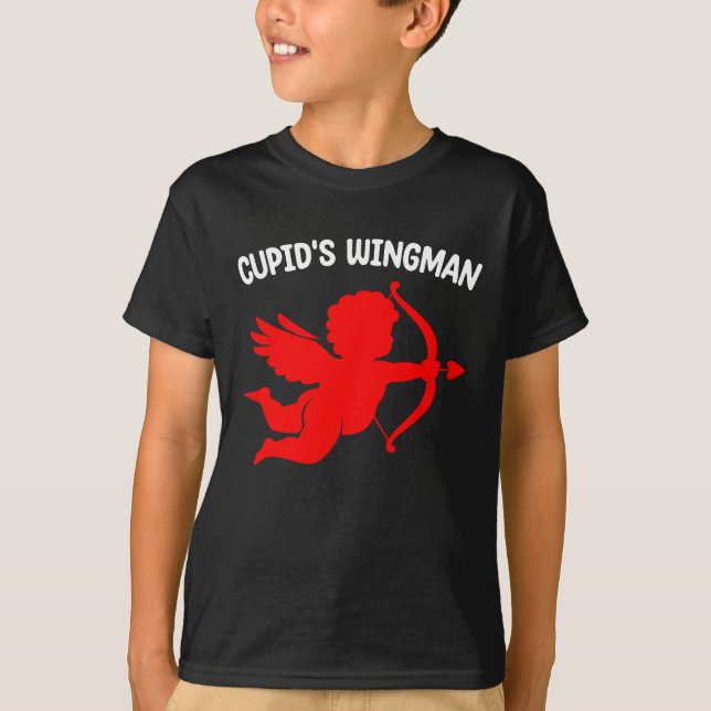 T-shirt Cupid's Wingman mignonne femme marie de la Saint-V (Devant)